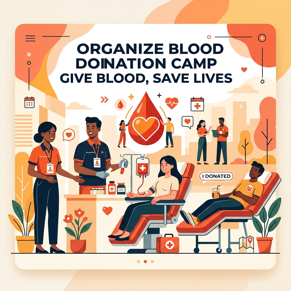 Organize blood donation camp banner